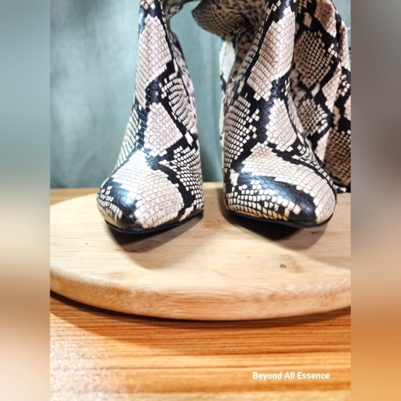 SOLD-Call It Spring Like New Syntheic Snake Skin High Knee Boots - Picture 3 of 12